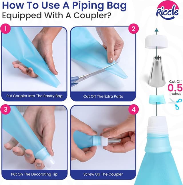 Detalle de Riccle 94-Piece Cake Decorating Kit with Cake Turntable (Piping Tips, Bags, Spatulas & Scrapers)