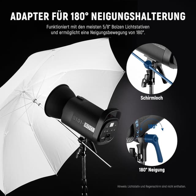 Detalle 2 de NEEWER 800W Studio Monolight Blitzlicht-Set S101 (2er Pack) mit RT-16 Auslöser, 5600K Einstelllampe und Bowens Mount