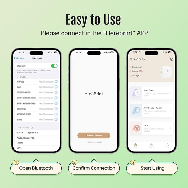 Detalle 2 de PRT Portable Bluetooth Label Maker (Green) with Tape and Hereprint App