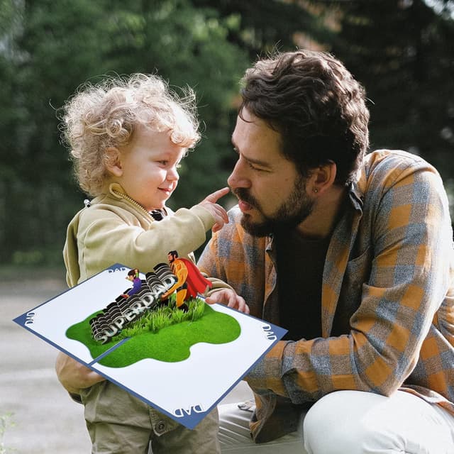 Detalle de MMagic Ants Vatertag Karte „Super Dad“ – 3D Pop-up Glückwunschkarte zum Vatertag