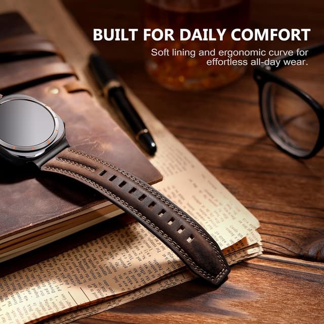 Detalle de Tlselt Genuine Leather Band for Samsung Galaxy Watch Ultra 47mm (2024/2025)