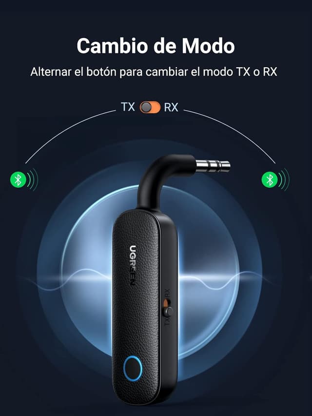 Detalle 2 de UGREEN Transmisor Receptor Bluetooth 5.4 2 en 1 140 mAh