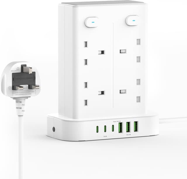 Detalle de Tower Extension Lead with USB Slots 8 Way