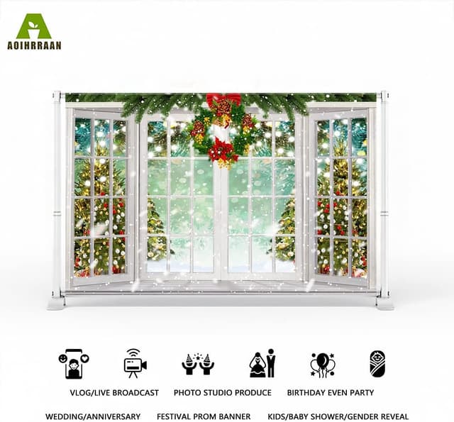 Thumbnail 1 de Aoihrraan 2,7×1,8 m Weihnachts-Fotohintergrund 🎄