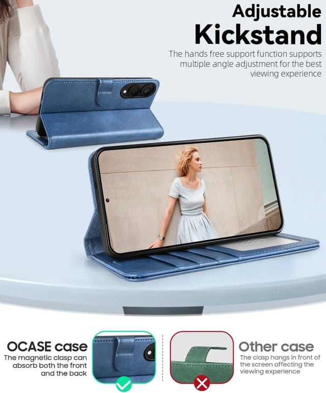 Detalle 2 de OCASE Klapphülle mit RFID-Schutz für Samsung Galaxy S25 Edge 5G – Hellblau