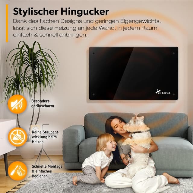 Thumbnail 5 de TRESKO Glaskonvektor Elektroheizung 2000W