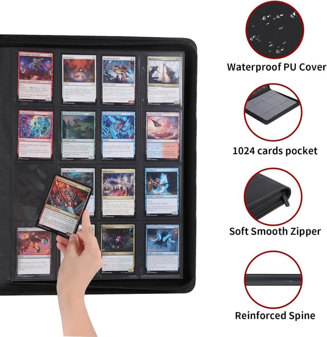 Detalle de Snewkcdy Snekdy Premium Trading Card Binder (1024 Pockets) with PU Leather-Style Waterproof Cover