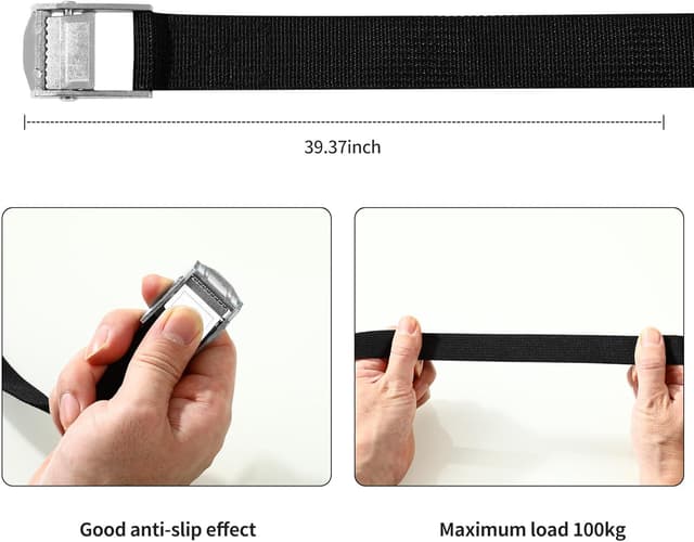 Detalle 2 de 10er-Set Spanngurte (Zurrgurte) 25 mm x 1 m mit Klemmschloss – nach DIN EN 12195-2