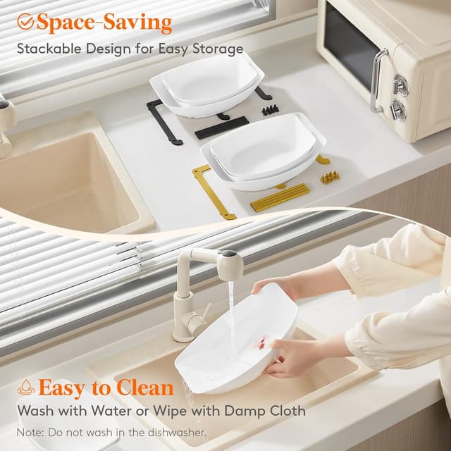 Thumbnail 6 de Lifewit 3-Tier Plastic Fruit Bowl with Black Metal Stand for Kitchen Counter (PET, stackable trays)