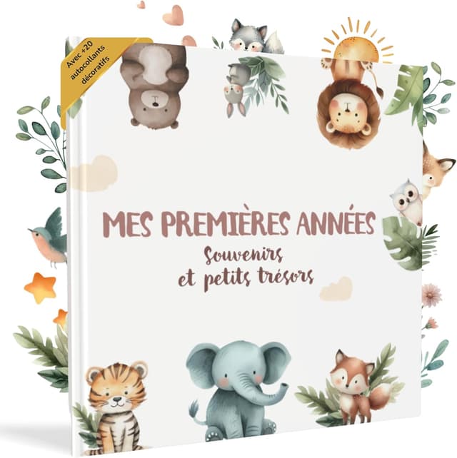 Detalle de HuBorns Livre de naissance bébé avec +50 pages, autocollants et emplacement photos (de la naissance à 5 ans)