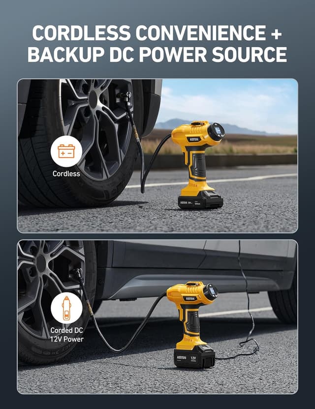 Detalle de AstroAI 2‑in‑1 compressore d'aria portatile 160 PSI