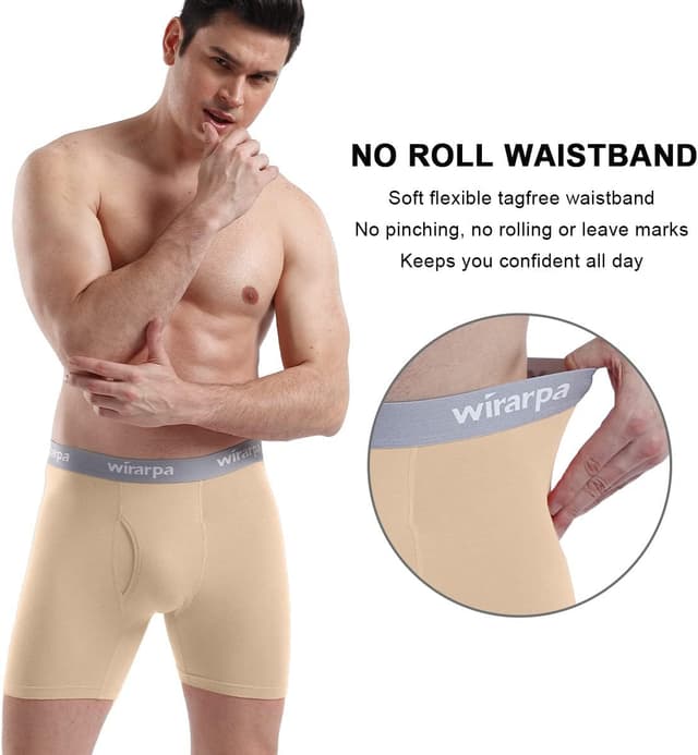 Detalle 2 de wirarpa Boxer da uomo in cotone elasticizzato con apertura, confezione da 4