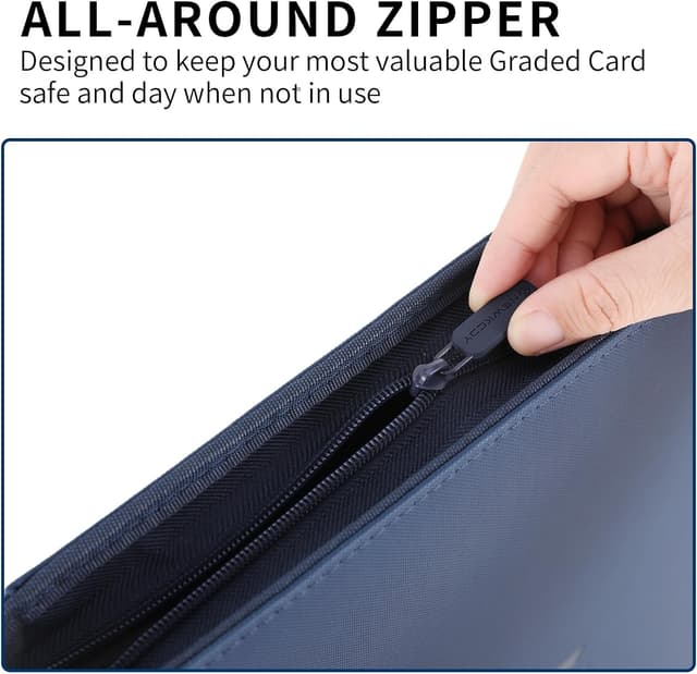 Detalle de Snekdy Premium 1024-Pocket Trading Card Binder (Blue) with Waterproof PU Leather Cover