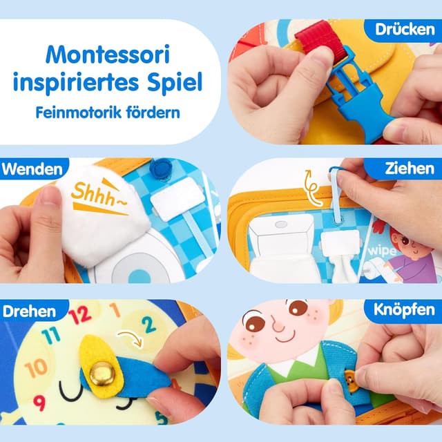 Detalle 2 de hahaland Quiet Book Busy Board ab 1 Jahr