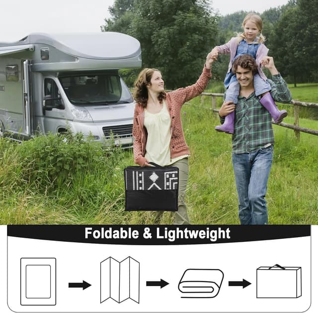 Thumbnail 6 de CAROMIO Outdoor Rug 240 x 300 cm Reversible Waterproof Geometric Patio Mat (Black)