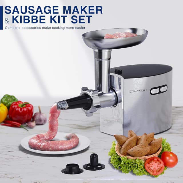 Thumbnail 2 de CHEFFANO Meat Grinder with 3 Plates and Sausage Tubes 🍖