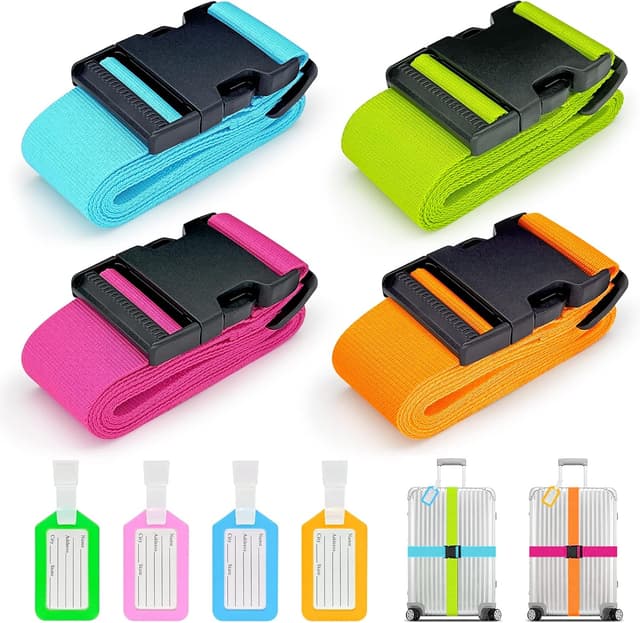 Detalle de Koffergurte 4er-Set Kofferband mit Namensschild