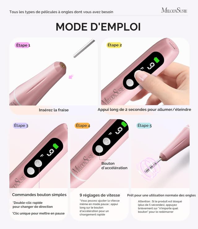 Detalle 1 de MelodySusie PC90G Elektrische Nagelfräser mit 20000 U/Min