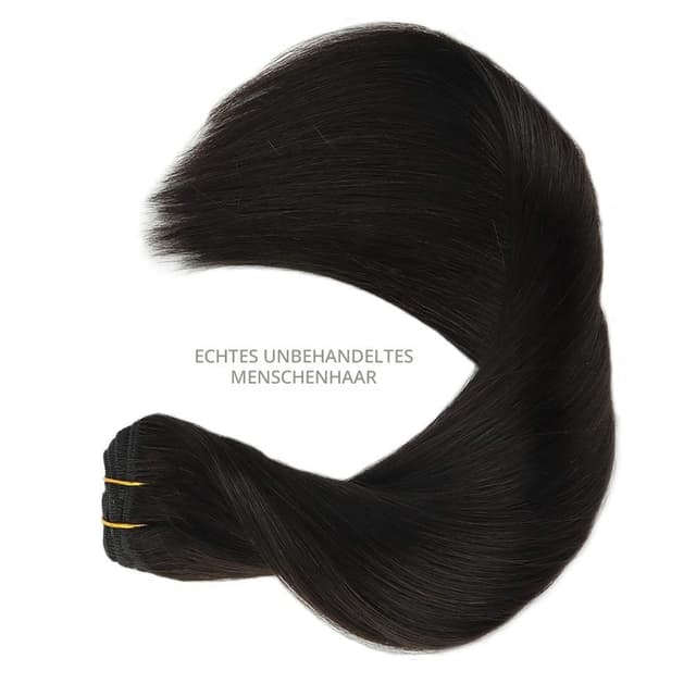 Detalle 2 de WENNALIFE Clip-in Echthaar Extensions (7-teilig), 35 cm, natürliches Schwarz