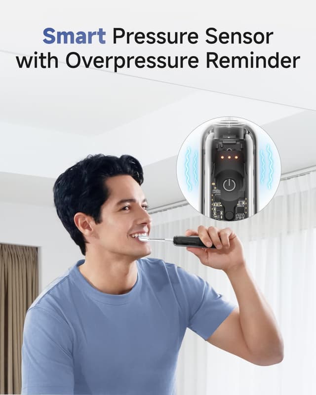 Detalle de Laifen Wave Pro Schall-Zahnbürste mit 6 Reinigungsprogrammen, Druckkontrolle & 70-Tage-Akku