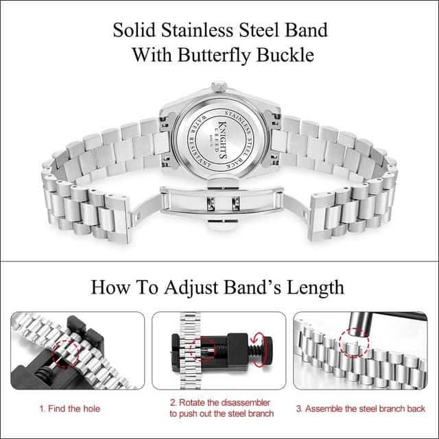 Detalle de KNISKRED Montre Classique pour Femmes avec accents cristal et bracelet en acier inoxydable