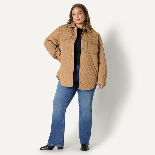 Thumbnail 6 de Amazon Essentials Damen Lange Relaxed-Fit-Steppjacke mit Druckknöpfen