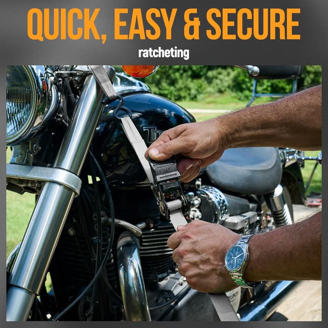 Detalle de FORTEM Ratchet Straps Tie Down Set (4 Pack) with Soft Loops and Carry Bag