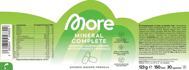 Detalle de More Mineral Complete V4 – Vitamin- und Mineralstoff-Komplex (150 Kapseln)