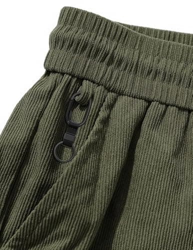 Detalle de TARAINYA Corduroy Kurze Hosen Herren aus Baumwolle mit Kordelzug und Taschen