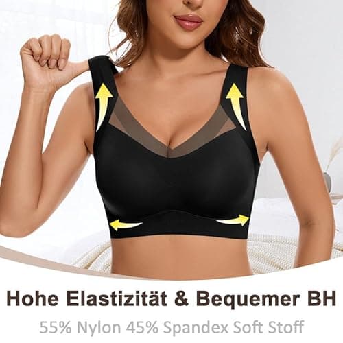 Detalle de Jiuday nahtloser BH ohne Bügel für große Brüste – gepolstertes Soft-Comfort Bustier mit breiten Trägern