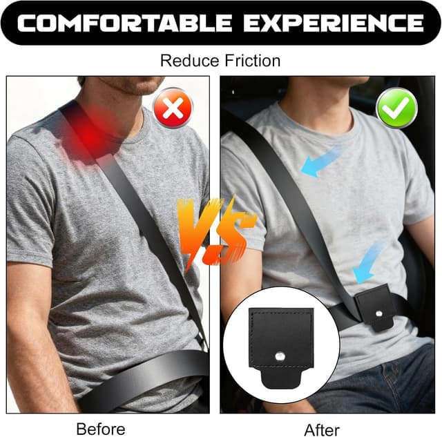 Detalle 1 de Flintronic lot de 4 clips ajusteurs de ceinture de sécurité universels en cuir PU souple