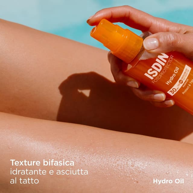 Detalle de ISDIN Hydro Oil SPF 30 spray 200 ml – olio abbronzante bifasico con protezione solare