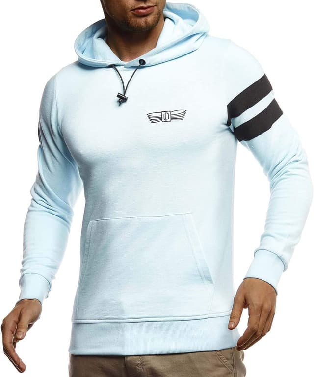 Detalle 2 de Leif Nelson LN8334 : pull à capuche homme slim fit noir et blanc