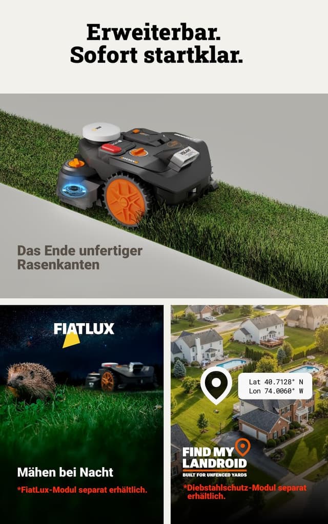 Thumbnail 6 de WORX Landroid Vision Cloud WR306E 2WD Mähroboter für bis zu 600 m² – ohne Begrenzungskabel (RTK Cloud, KI-Hinderniserkennung)