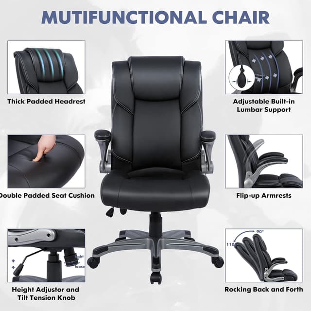 Detalle de COLAMY ergonomic office chair, high back
