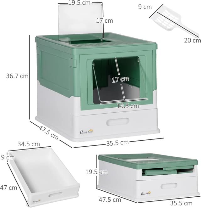 Thumbnail 6 de PawHut Cat Litter Tray 47.5 cm front-entry litter box 🐱