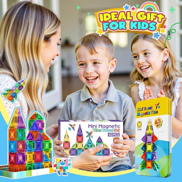 Thumbnail 6 de Mini Travel Magnetic Tiles Set 43 pcs for Toddlers 🧩