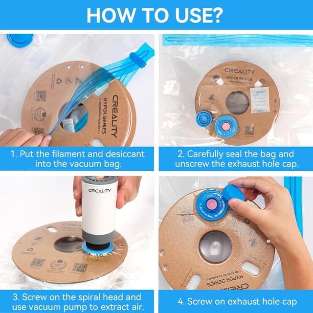 Detalle de Creality 3D Filament Aufbewahrungsbeutel Vakuumbeutel Kit (12er) – Filament trocken halten & vor Staub schützen