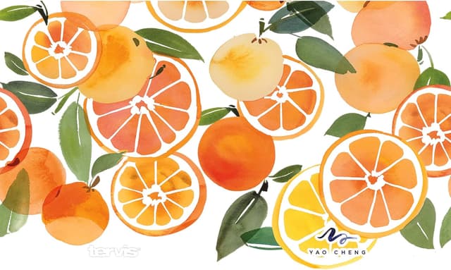 Detalle 2 de Tervis Yao Cheng Chilled Fruit Orange Tangelo 16oz Double-Walled Insulated Tumbler