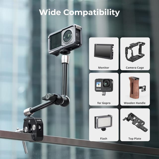 Detalle 2 de SMALLRIG Bras Magique 9,8 pouces (lot de 2) avec filetage 1/4"-20 – support de bras articulé pour moniteur, caméra et LED (5317)