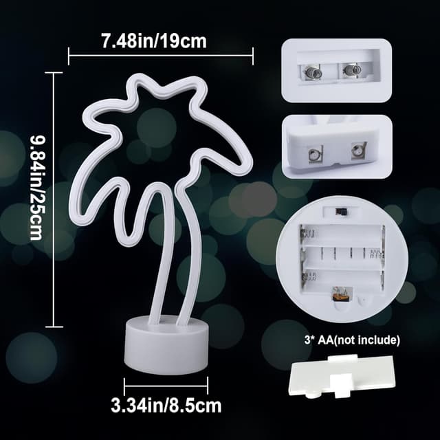 Detalle 2 de Aslanka Kokosnuss-Neonlicht – batteriebetrieben oder per USB für Schlafzimmer, Tisch & Partys