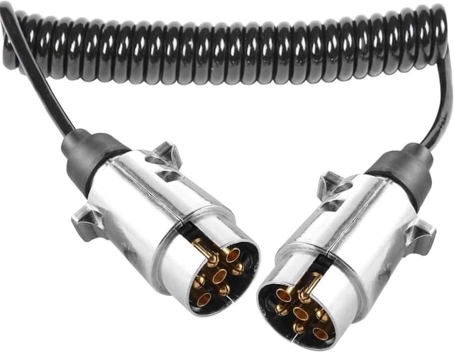 Detalle de ETUKER 7-pin Trailer Extension Cable for Caravans (coiled lead, up to 2.4m)