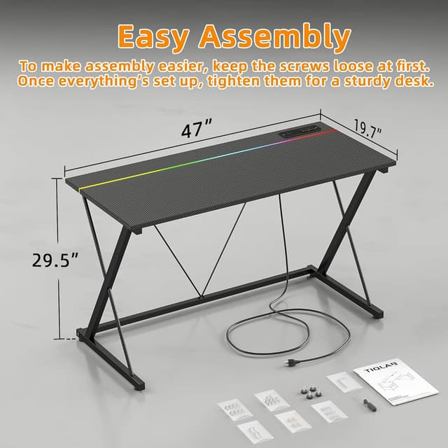 Detalle de BEXEVUE Gaming Desk with LED Strip 120x50