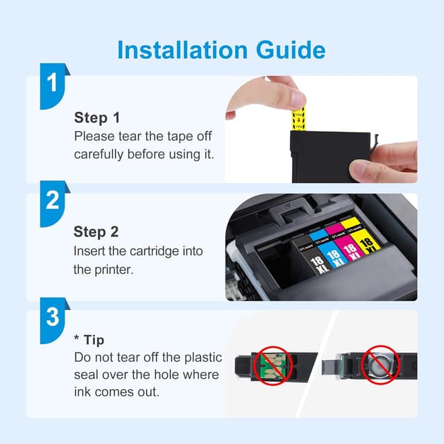 Detalle 1 de Uniwork 18 XL (18XL) Tintenpatronen kompatibel für Epson Expression Home – 12er-Set