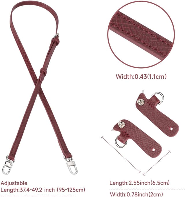 Detalle 2 de Gastinsave Handbag Straps Replacement (Genuine Leather) – Adjustable Shoulder/Crossbody Strap for Longchomp Tote Bag