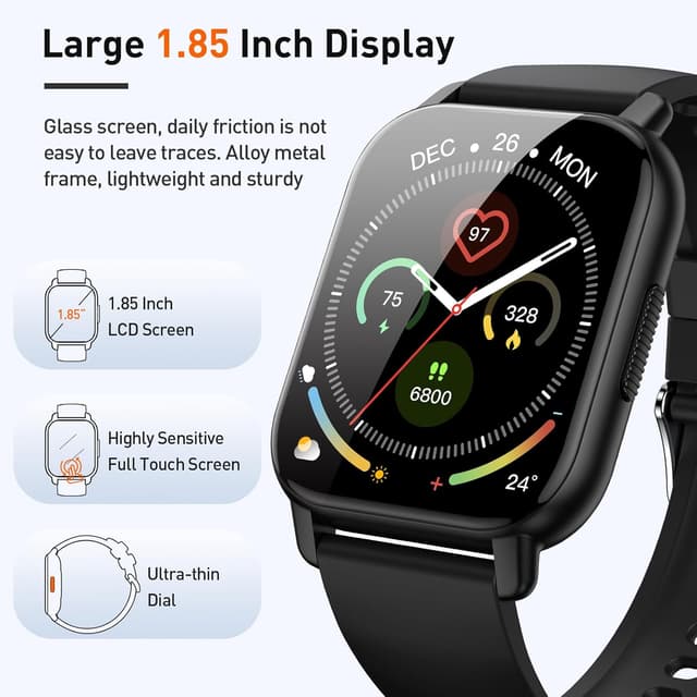 Detalle de Cillso Smart Watch for Men & Women (1.85" HD) with Bluetooth Calls, Heart Rate & Sleep Monitoring, IP68