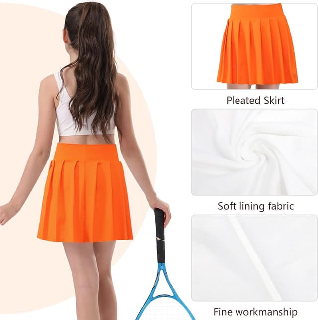 Detalle de Bezioner Mädchen-Tennisrock / Plissierter Skorts-Rock mit Innenhose und Taschen