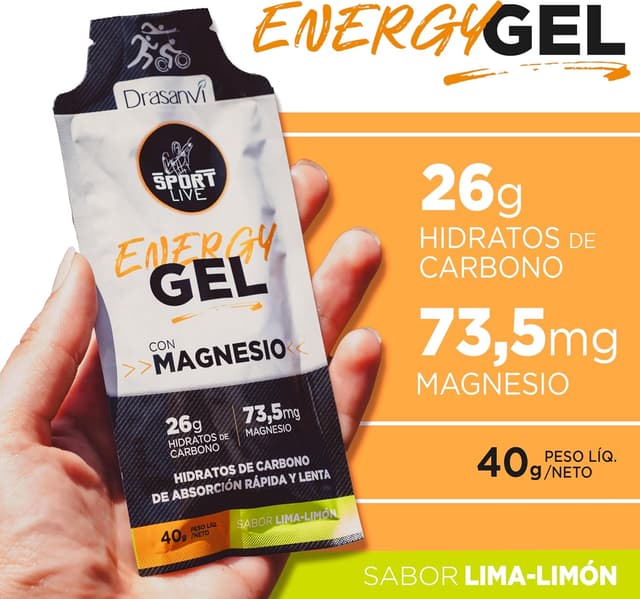 Detalle 2 de DRASANVI Gel Energético con Magnesio 🍋 – Recuperación y Hidratos