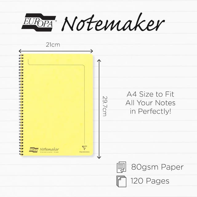 Detalle de Clairefontaine 3154Z – Lot de 10 cahiers à spirale Notemakers Europe A4 lignées (120 pages détachables)