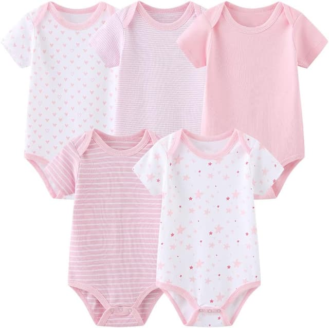 Detalle de Chamie baby cotton short sleeve bodysuit vest 5-pack (newborn 0-12 months)